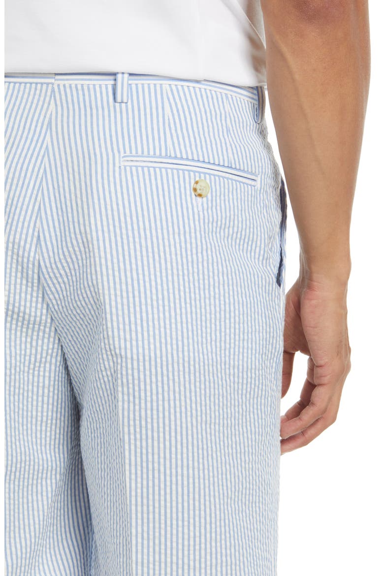 Flat Front Seersucker Shorts, Alternate, color, LIGHT BLUE
