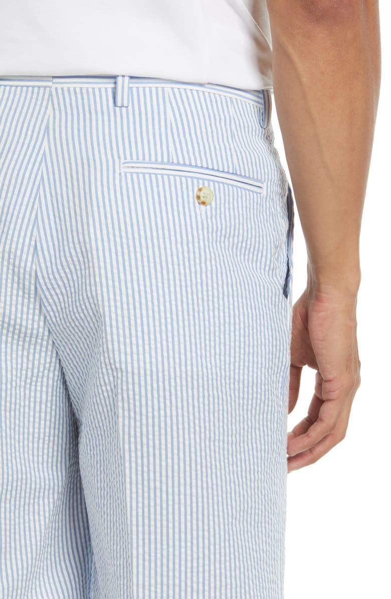 Berle Flat Front Seersucker Shorts, Alternate, color, Light Blue