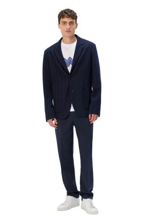 Single-breasted Jacket With Zigzag Pattern