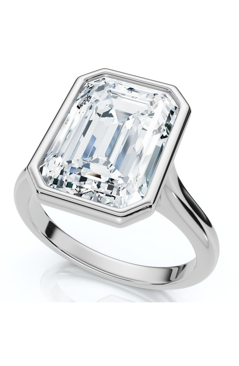 Bliss Diamond 3Ct Emerald Cut Bezel Solitaire Diamond Engagement Ring 14k Gold or Pt Lab Grown, Alternate, color, 14K White Gold