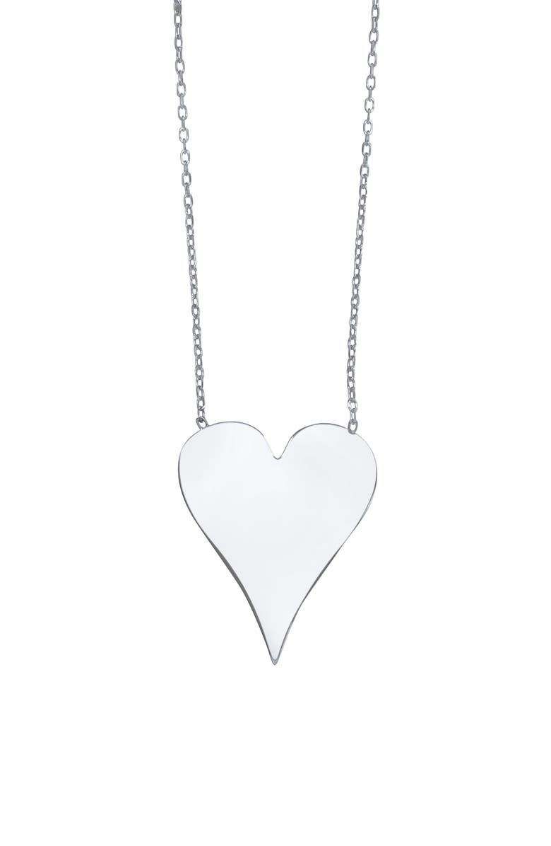 House of Frosted Heart Pendant Necklace, Main, color, White Gold