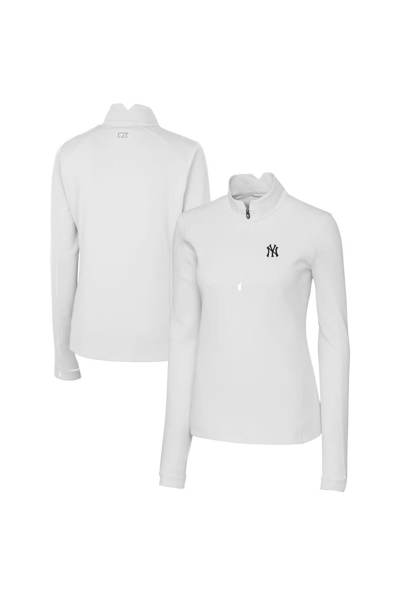 Women's Cutter & Buck  White New York Yankees DryTec Traverse Stretch Quarter-Zip Pullover Top, Main, color, White