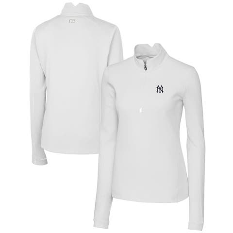 Women's Cutter & Buck  White New York Yankees DryTec Traverse Stretch Quarter-Zip Pullover Top