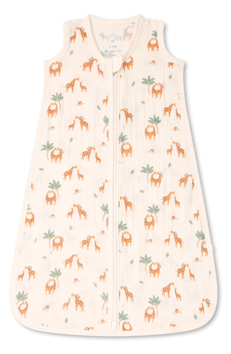 MORI Giraffe Print Organic Cotton Muslin Wearable Blanket, Main, color, 