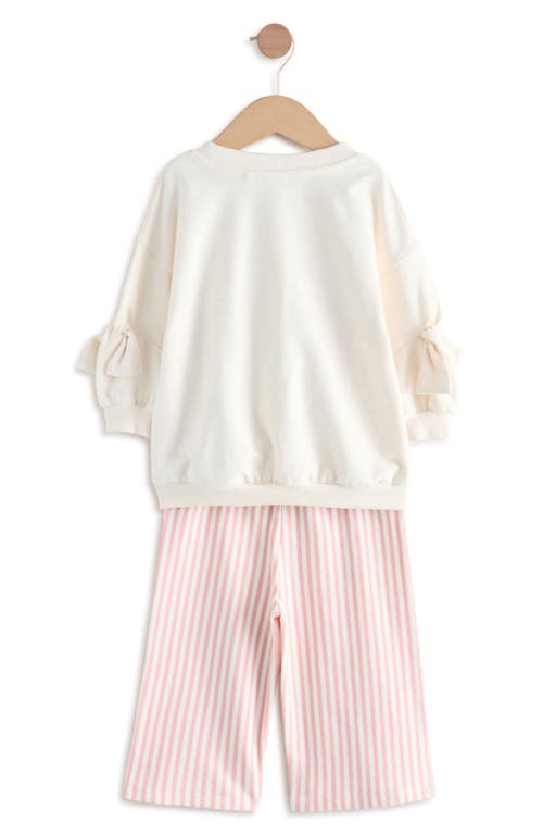 NEXT NEXT KIDS' BUNNY EMBELLISHED GRAPHIC SWEATSHIRT & STRIPE KNIT PANTS