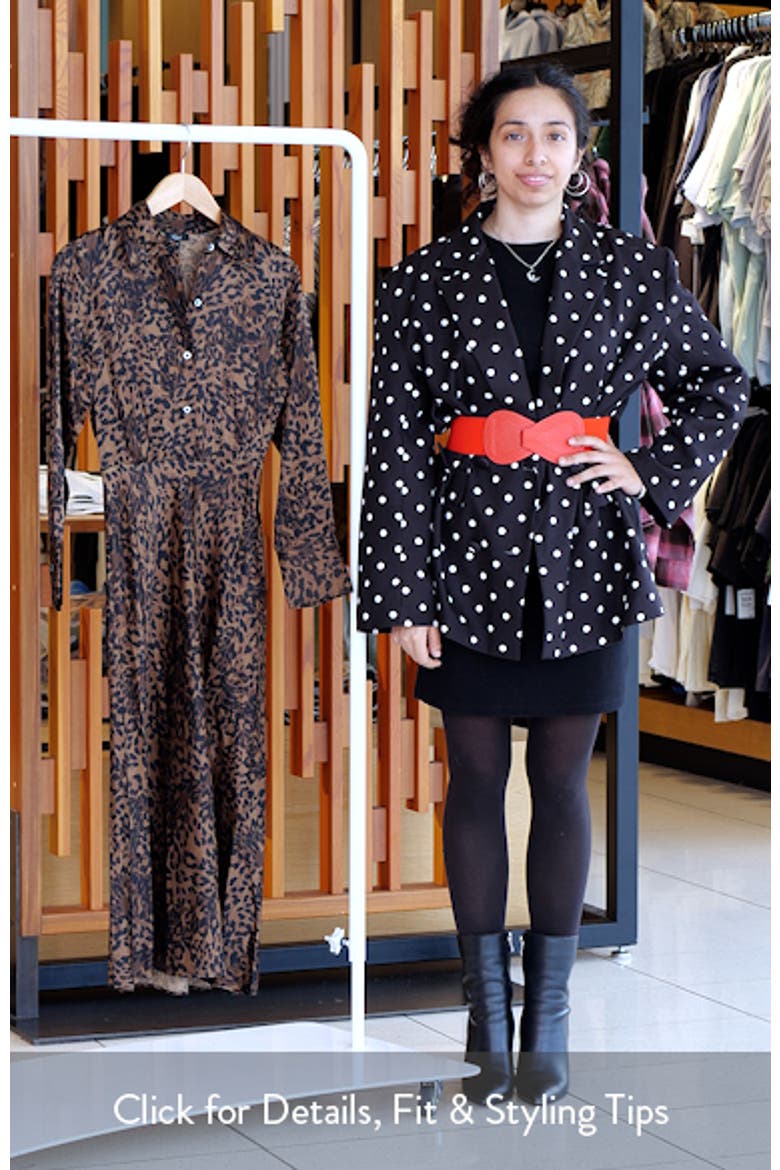 Jazlyn Leopard Long Sleeve Satin Midi Shirtdress video