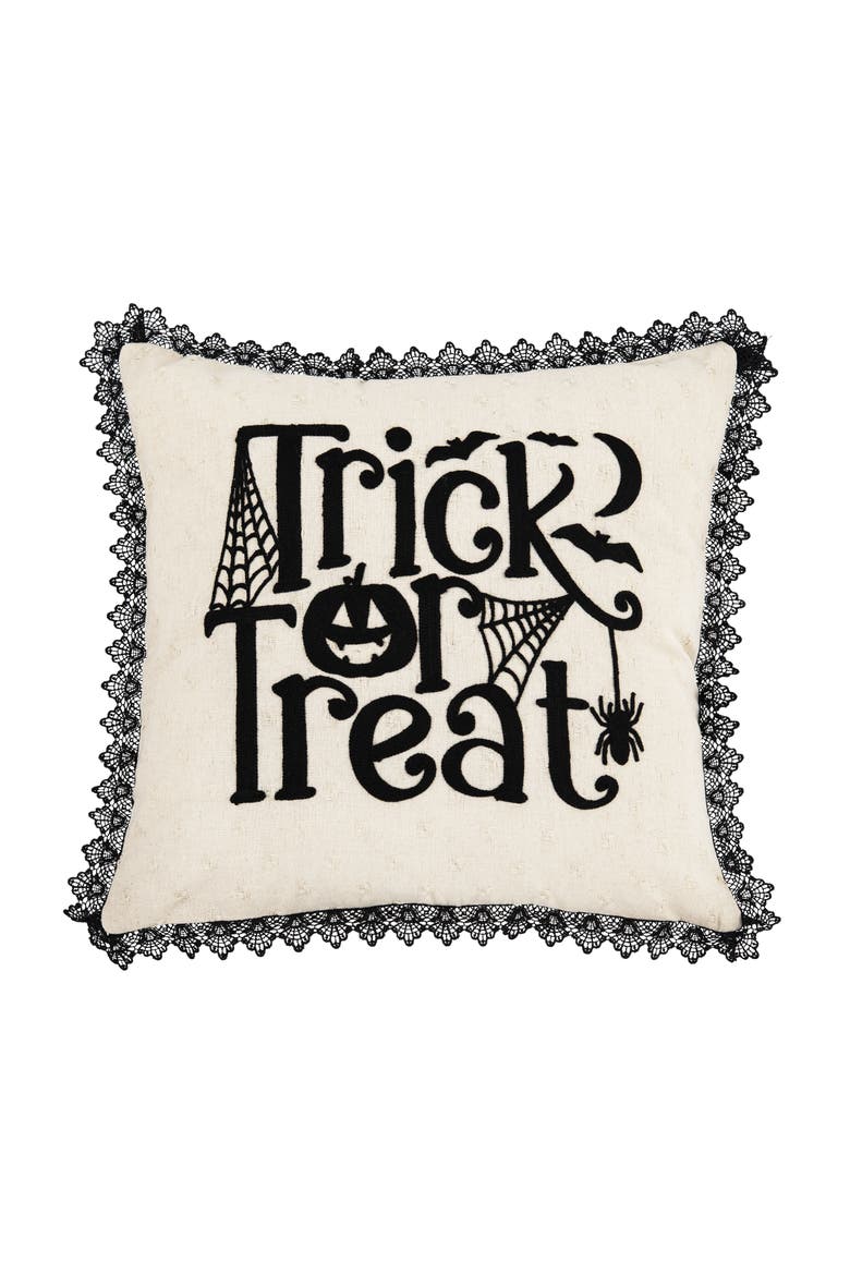 "Trick Or Treat" Halloween Accent Throw Pillow 18" x 18", Main, color, Beige