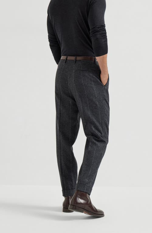 Brunello Cucinelli Leisure Fit Trousers With Double Pleats In Gray