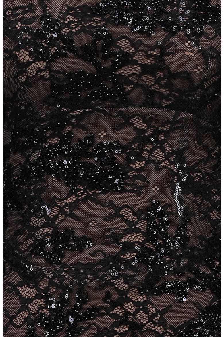 Aurielle Lace Backless Minidress, Alternate, color, BLACK