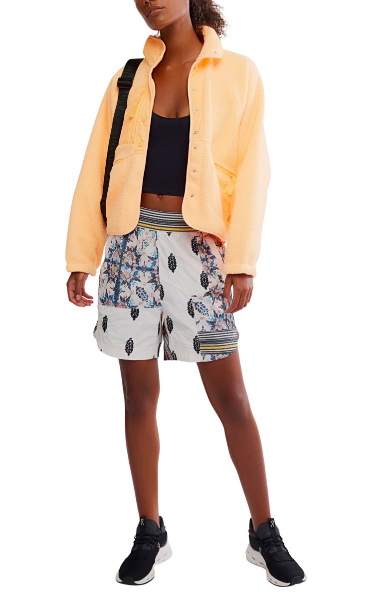 Free People FP Movement Hit the Slopes Fleece Jacket, Alternate, color, Neon Clementine