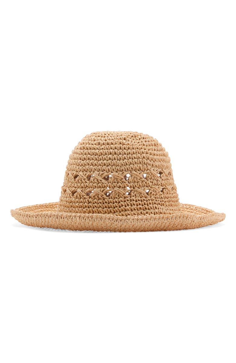 MANGO Openwork Straw Sun Hat, Main, color,