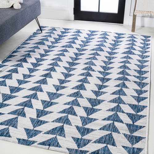 Jonathan Y Andratx Modern Geometric Indoor/outdoor Area Rug In Blue/ivory