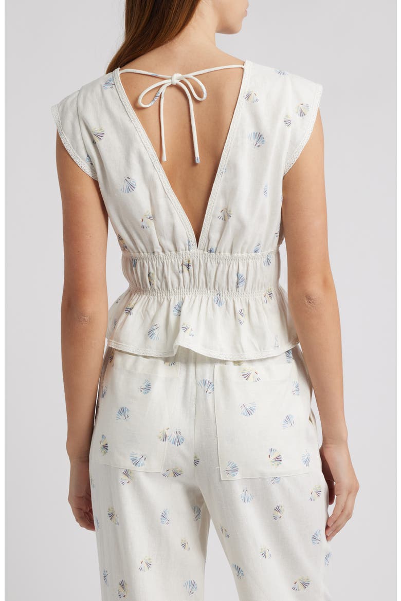 Clara Tie Front Linen Blend Top, Alternate, color, IVORY SEASHELL