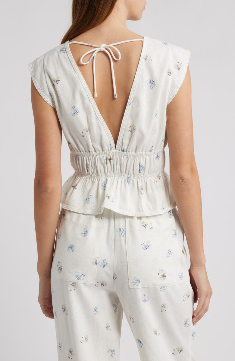 WAYF Clara Tie Front Linen Blend Top, Alternate, color, Ivory Seashell