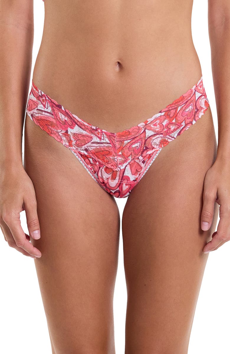 Hanky Panky Print Low Rise Thong, Alternate, color, Lots Of Love