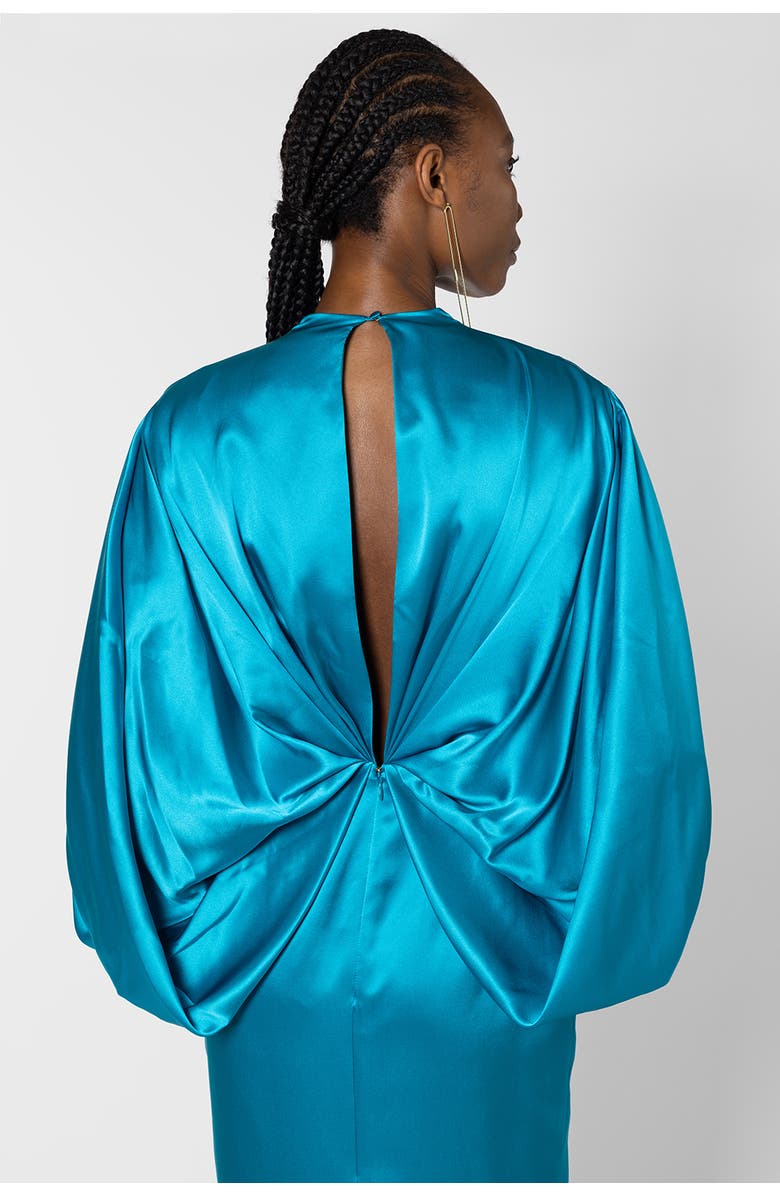 Roksanda Rani Knot-Front Draped Maxi Dress, Alternate, color, Azure