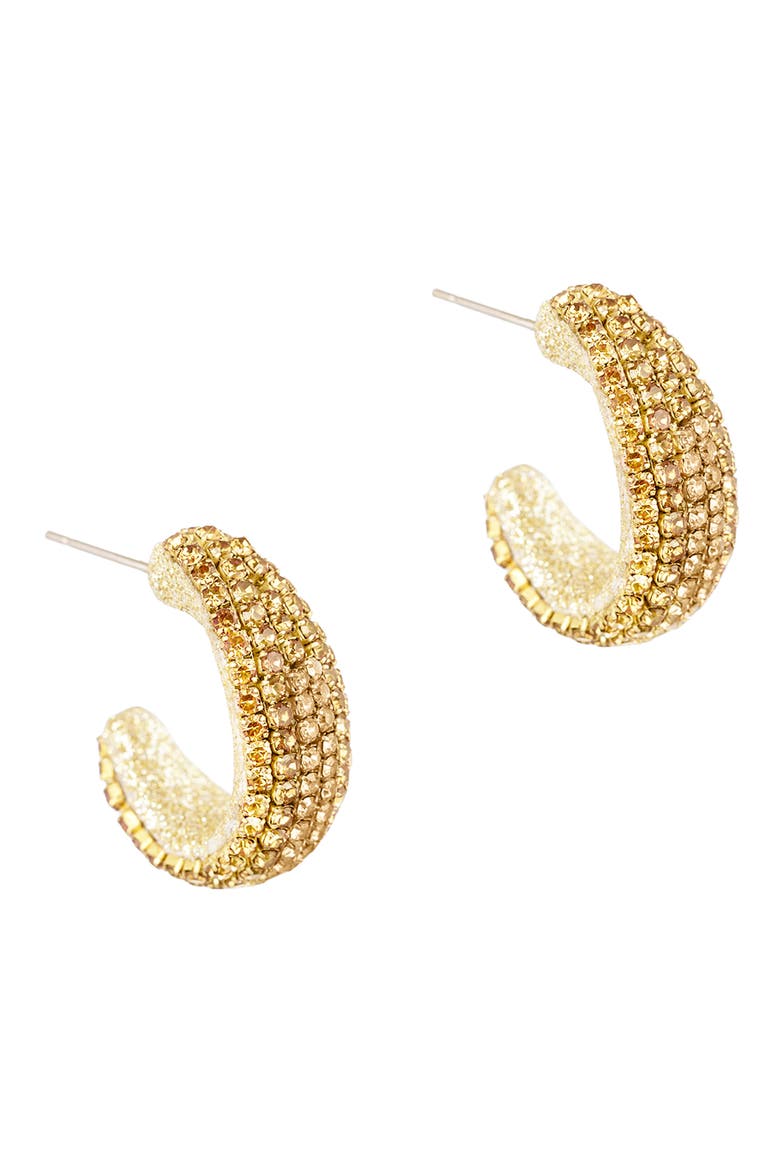 Biles Crystal Hoop Earrings, Main, color, GOLD