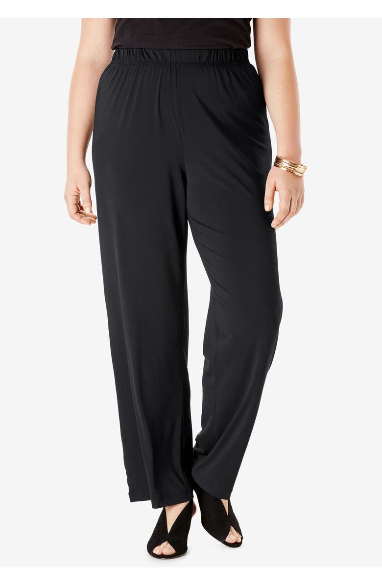Roaman's Ultrasmooth<sup>®</sup> Fabric Wide-Leg Pant, Alternate, color, Black