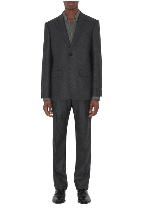 Check Wool Cashmere Tailored Trousers