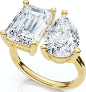 Bliss Diamond 4.60Ct Pear & Emerald Toi et Moi Diamond Ring 14k Gold Lab Grown