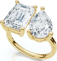 Bliss Diamond 4.60Ct Pear & Emerald Toi et Moi Diamond Ring 14k Gold Lab Grown