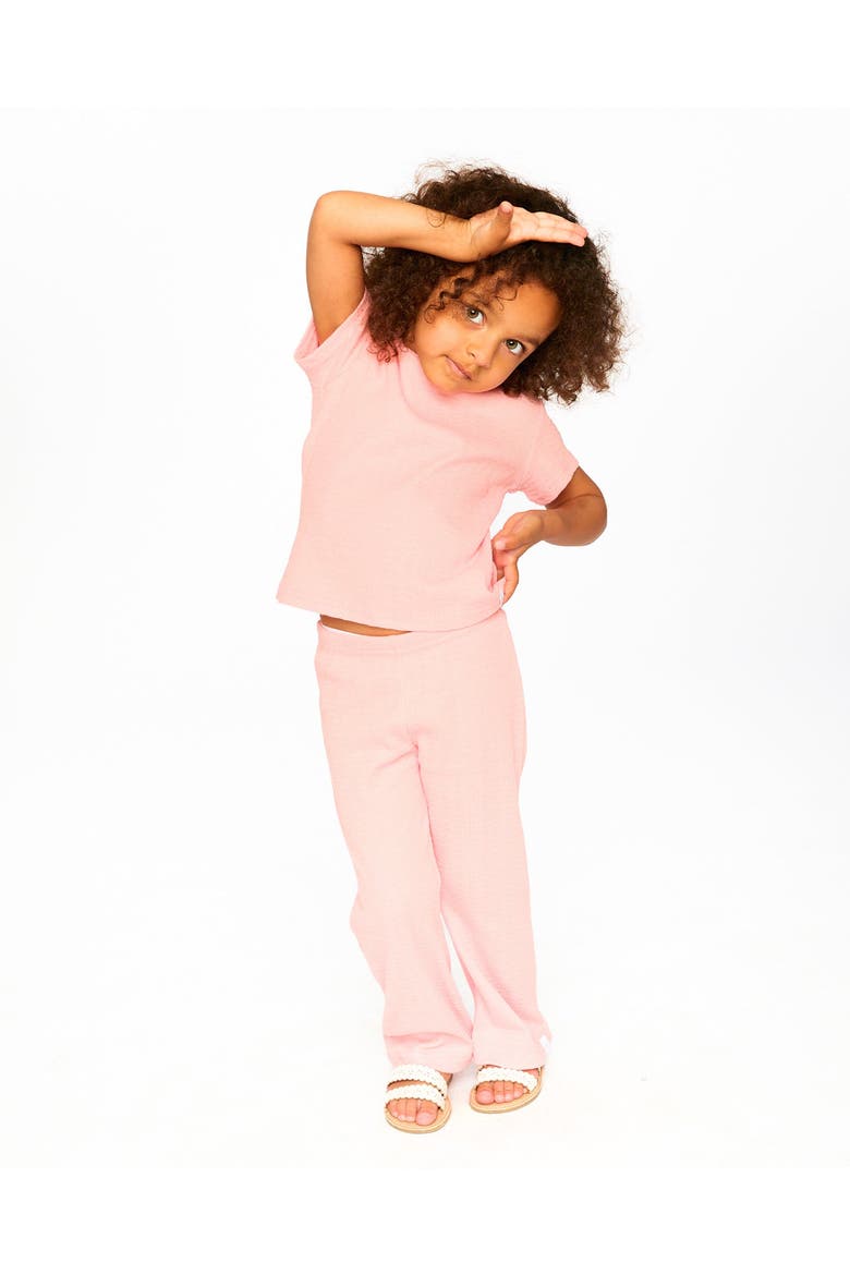 Crinkle Jersey Flared Bottom Leggings, Alternate, color, Peach Pink