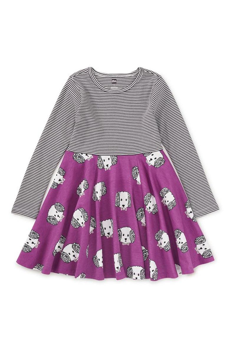Poodle Print Mix Twirl Dress, Main, color, Maltipoo