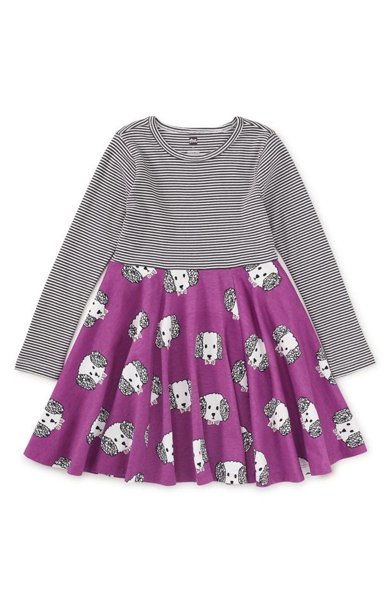 Tea Collection Poodle Print Mix Twirl Dress, Main, color, Maltipoo