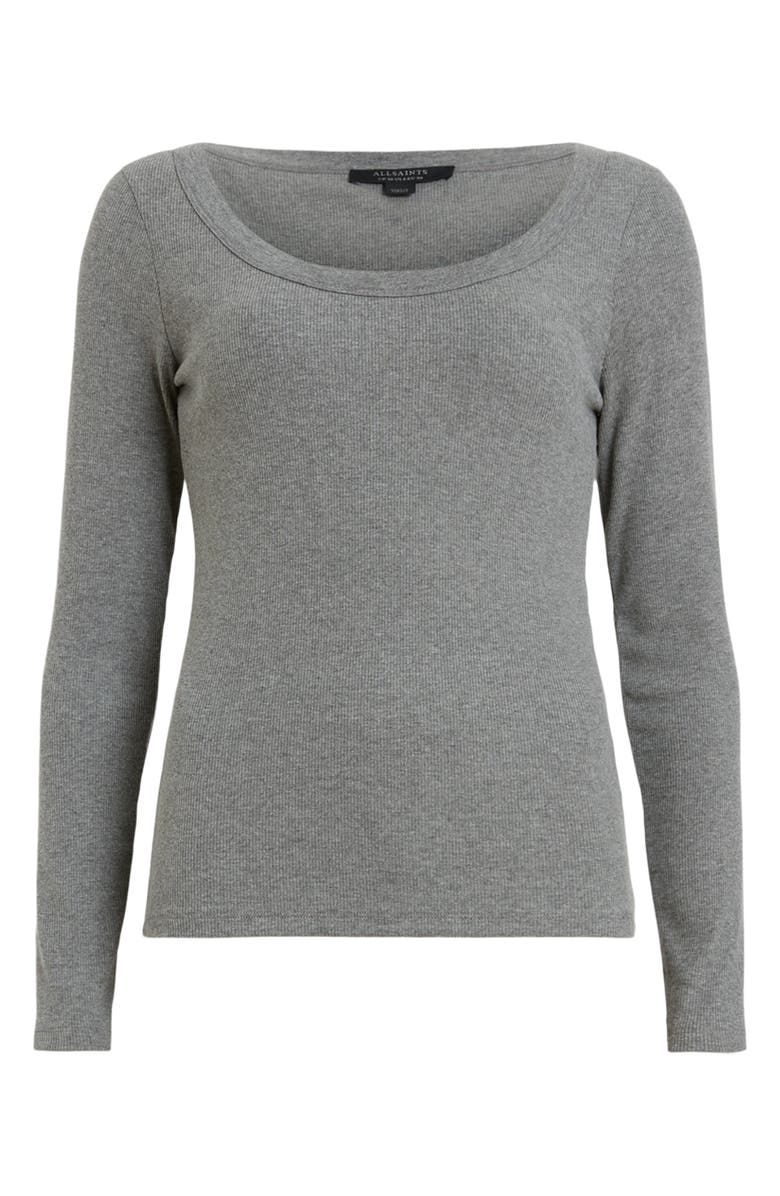 AllSaints Rina Rib Scoop Neck Top, Alternate, color, Charcoal Marl