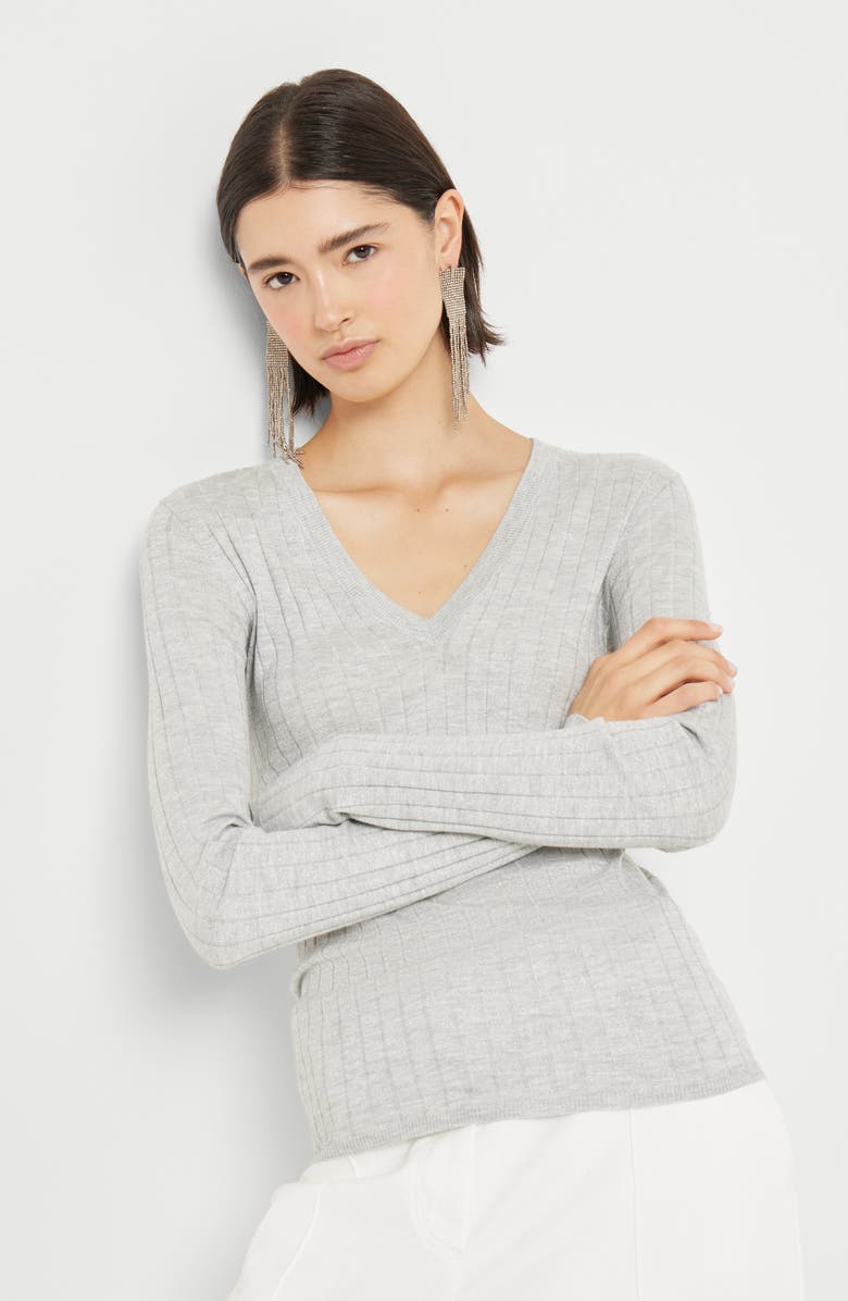 Brunello Cucinelli Cashmere and silk Sparkling sweater, Alternate, color, Pebble