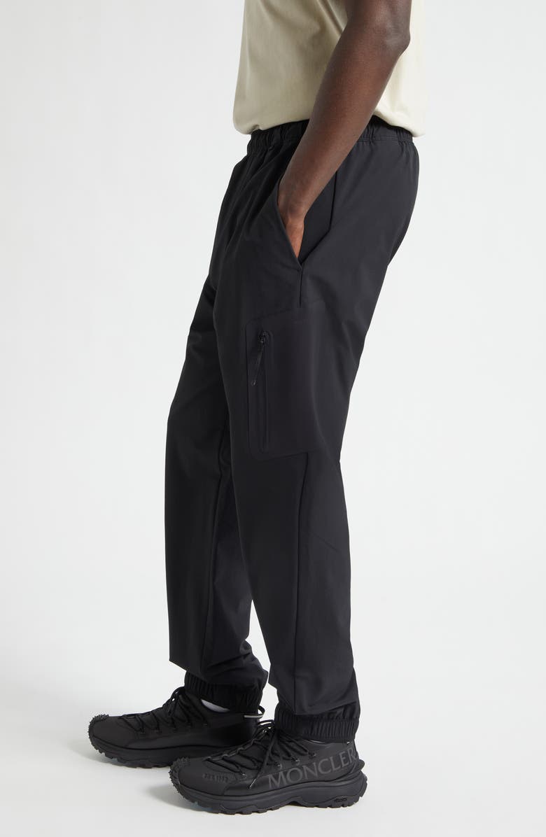 Moncler Stretch Nylon Cargo Joggers, Alternate, color, Black