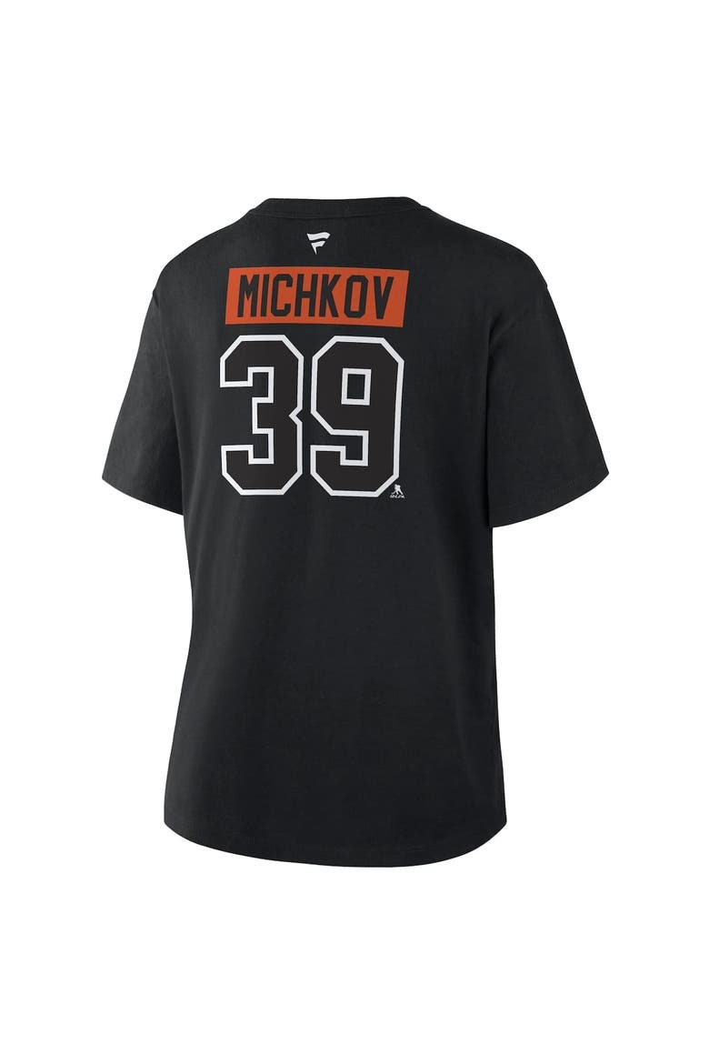 Women's Fanatics Matvei Michkov Black Philadelphia Flyers Authentic Stack Name & Number T-Shirt, Alternate, color, Black