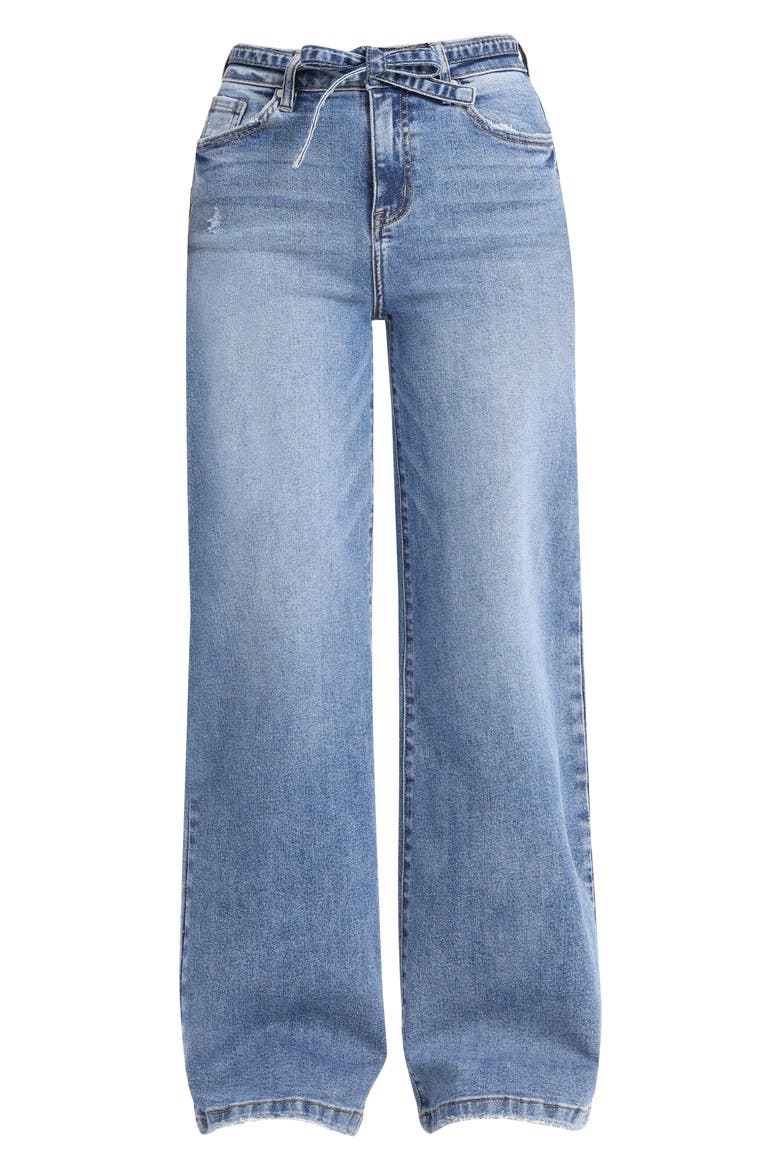 Tie Belt High Waist Wide Leg Jeans, Alternate, color, AURORA