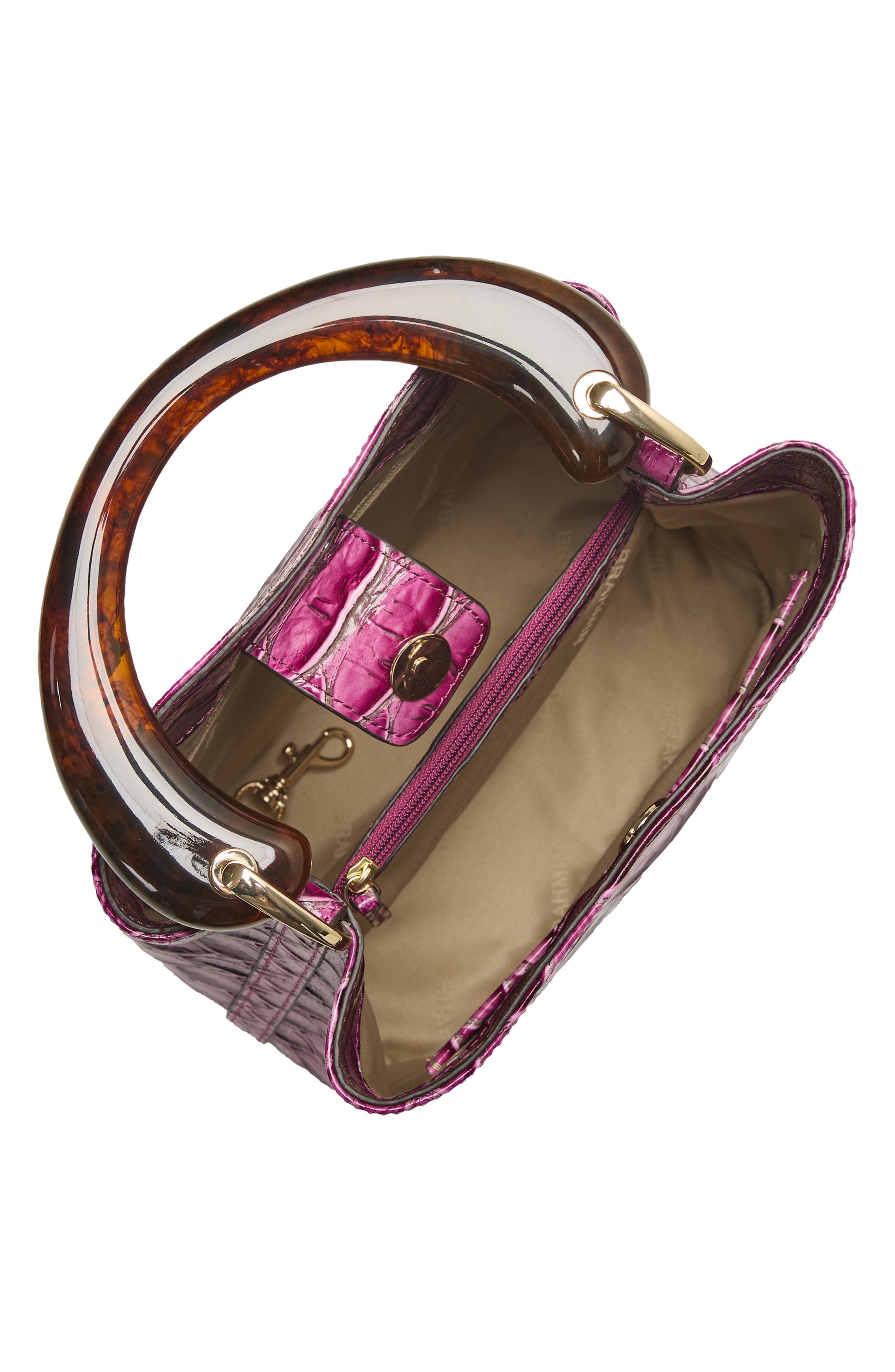 Mod Mini Amelia Croc Embossed Leather Bucket Bag, Alternate, color, ISLAND PETAL