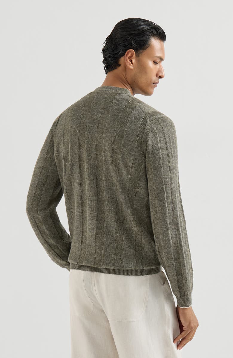 Brunello Cucinelli Linen and cotton cardigan, Alternate, color, Olive