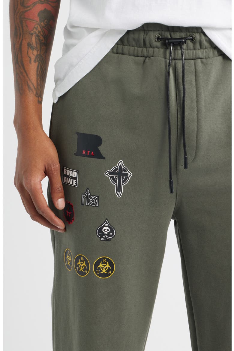 Cameron Military Graphic Straight Leg Sweatpants, Alternate, color, OLIVE MILITARY PATCH