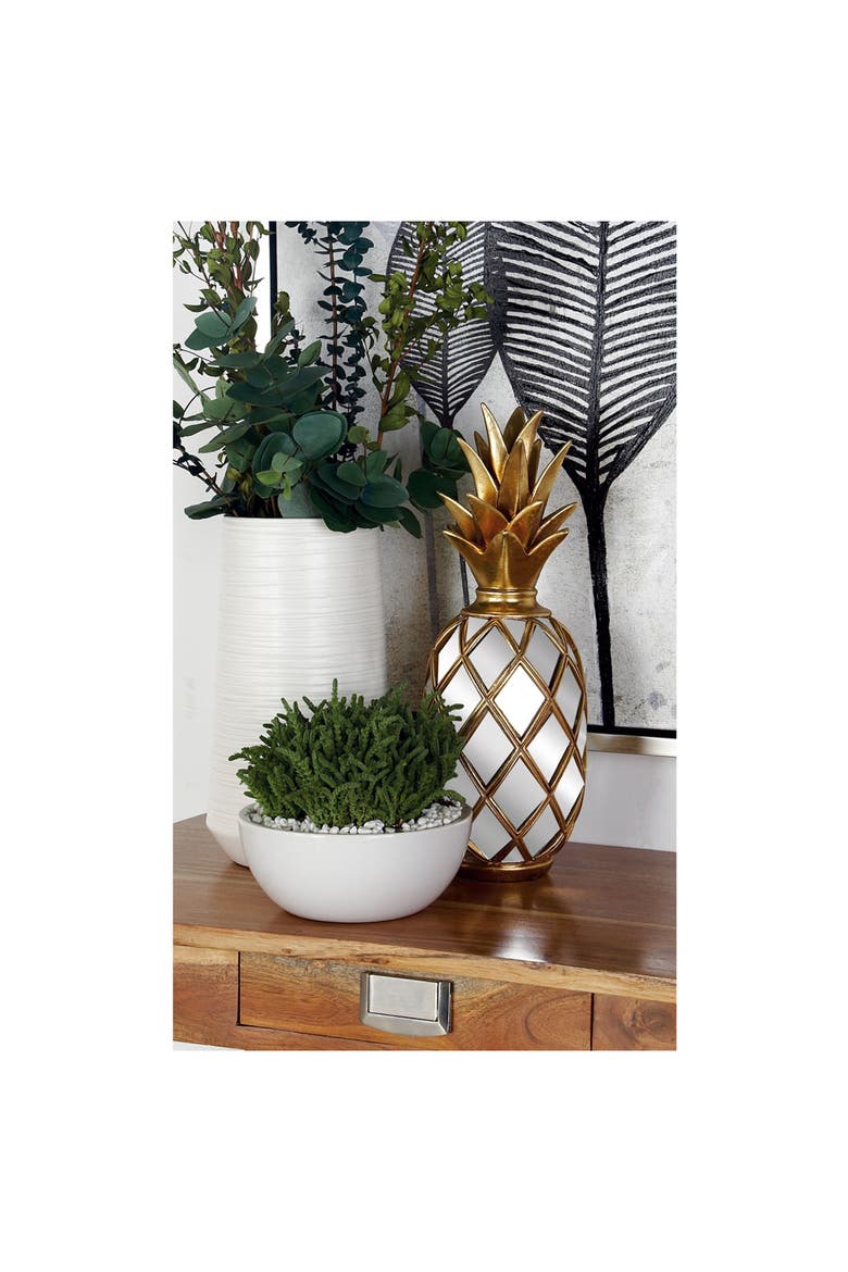 Goldtone Glass Pineapple Fruit Sculpture with Mirror Accents, Alternate, color, GOLD