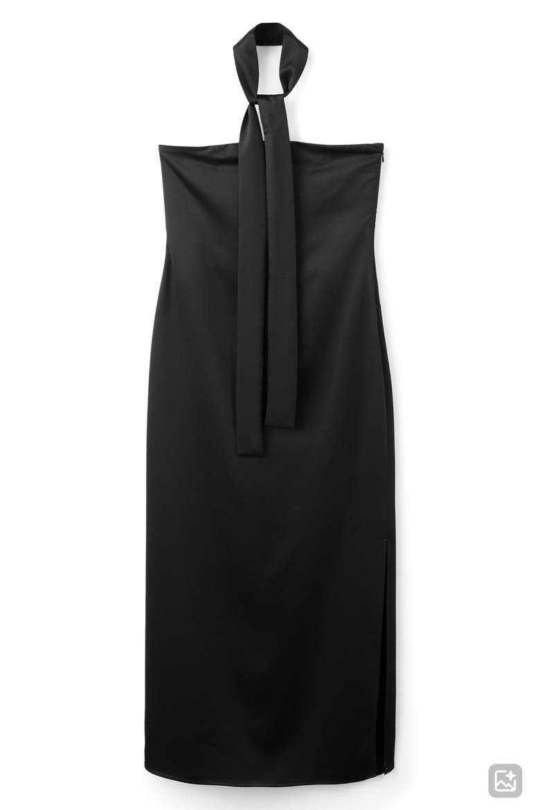 Satin Halter Maxi Dress, Alternate, color, BLACK
