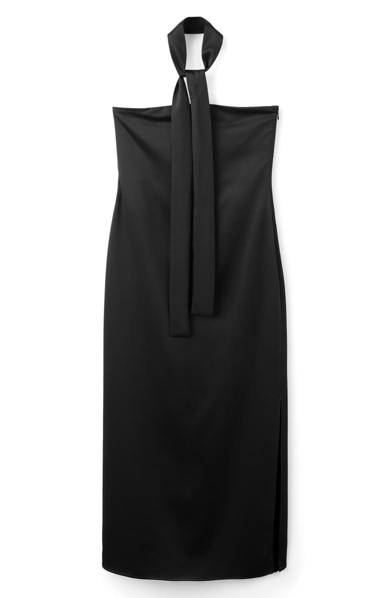 MANGO TEEN Satin Halter Maxi Dress, Alternate, color, Black