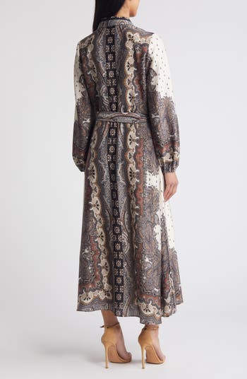 Tie Belt Long Sleeve Midi Shirtdress