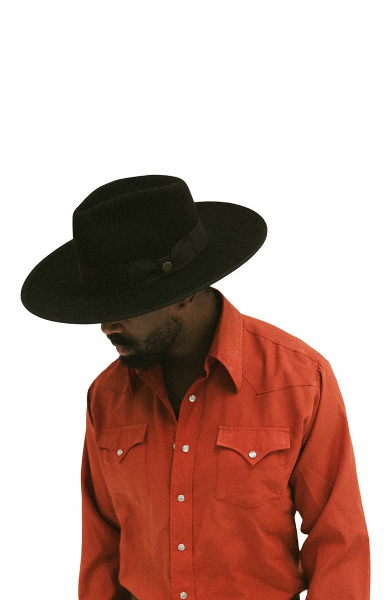 Two Roads Hat Co. Taos Western Fedora, Alternate, color, Black