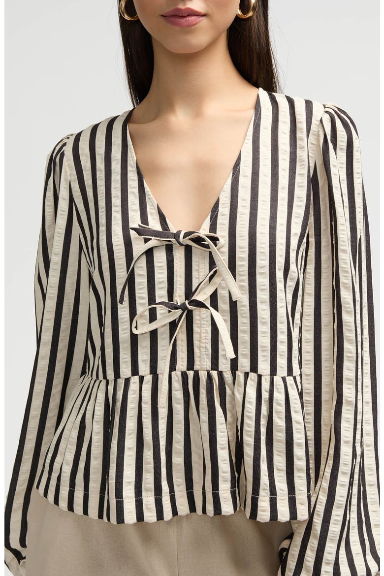 Tie Peplum Top, Alternate, color, BLACK