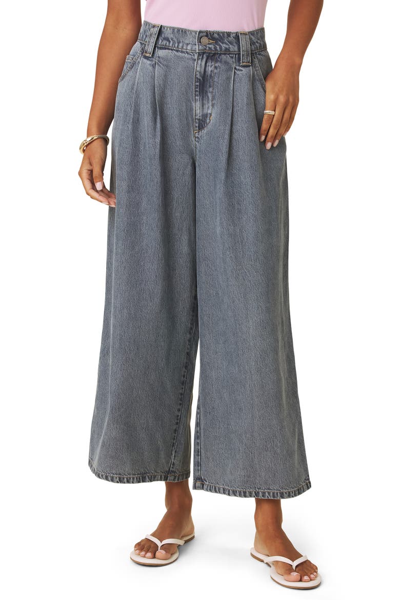 Spencer Wide Leg Pleat Crop Jeans, Main, color, INDIGO BLUE