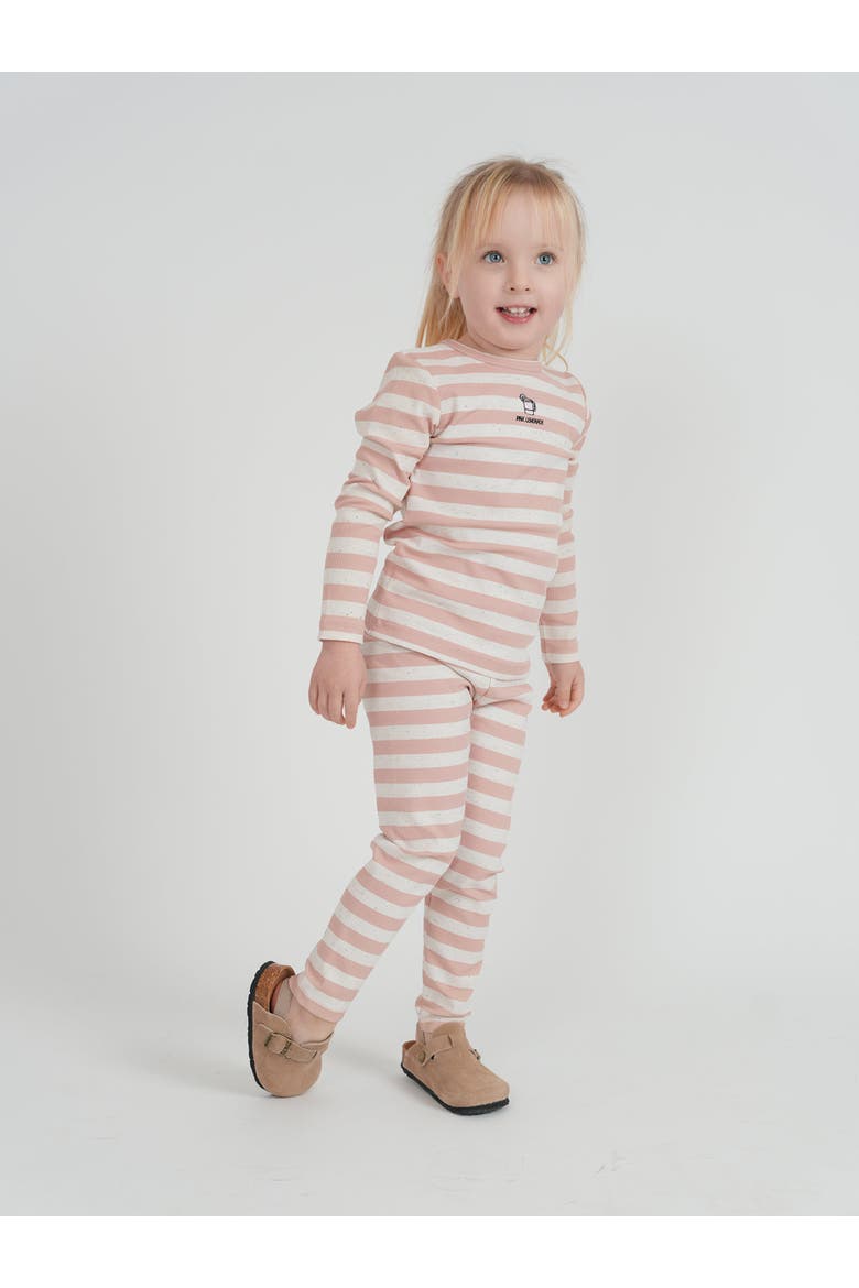 Girl Striped Speckled Ribbed Long Sleeve Top and Pant Set, Alternate, color, Pink