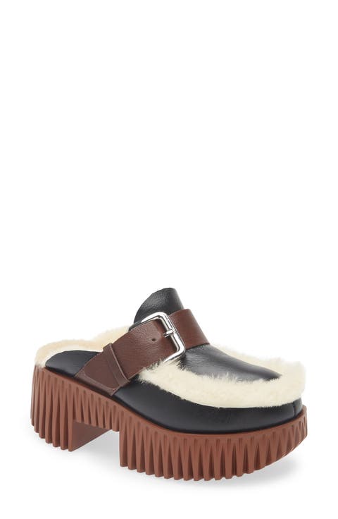 Plia Amber Genuine Shearling Platform Clog (Women)