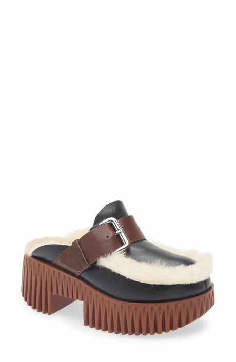 4CCCCEES Plia Amber Genuine Shearling Platform Clog