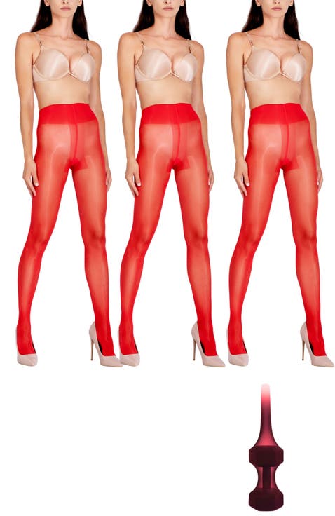 3-Pack ​Glossy Colored Fashion ​Sheer Tights for Women
