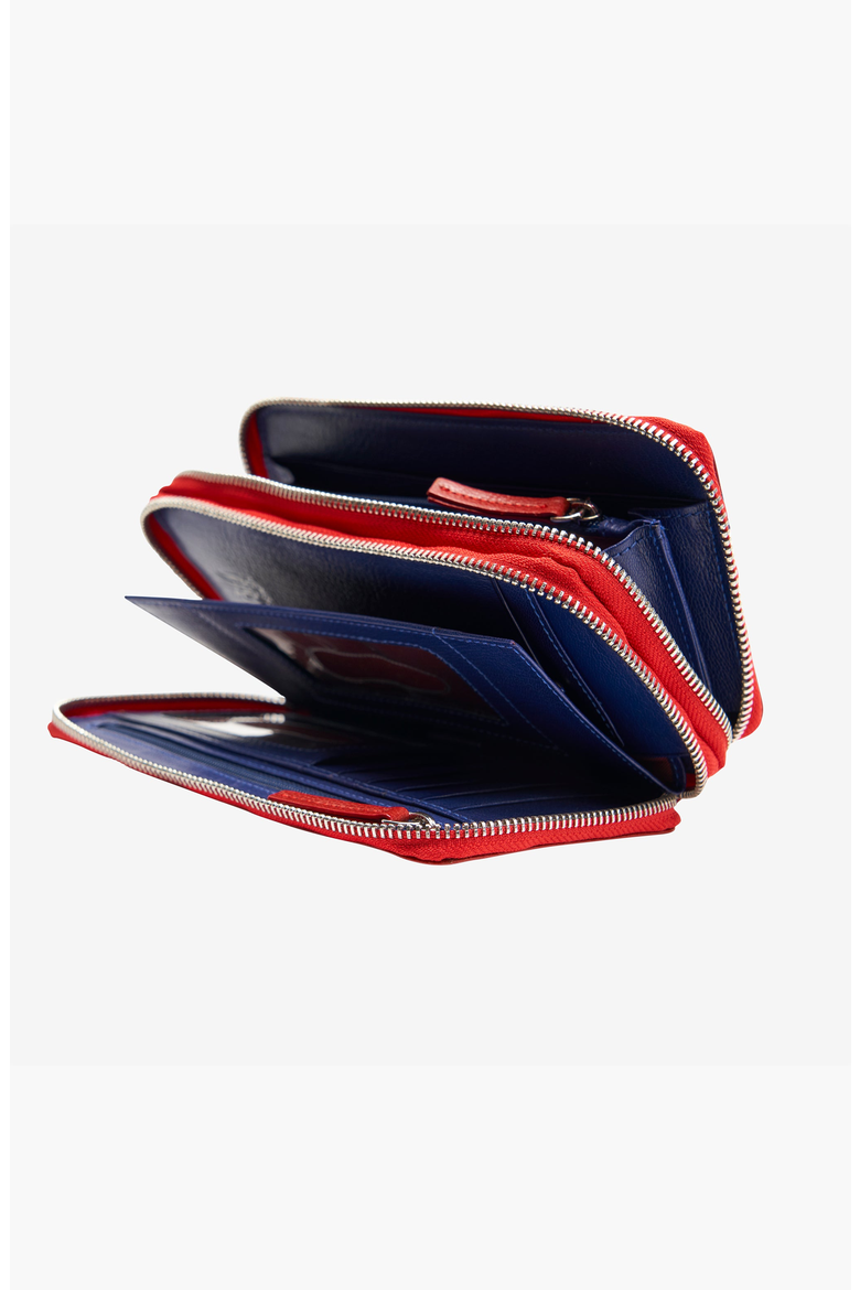 Siam Double Zip Wallet, Alternate, color, Red / Marine
