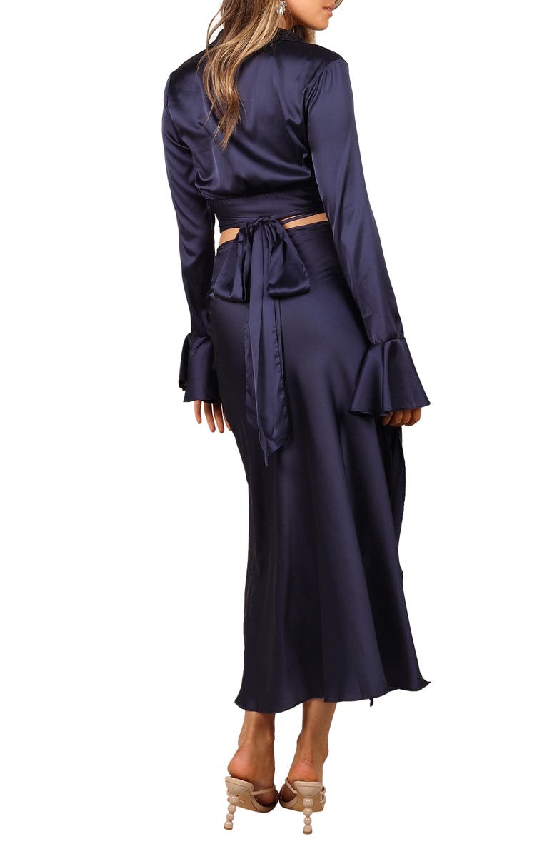 Petal & Pup Nova Long Sleeve Satin Two-Piece Dress, Alternate, color, 