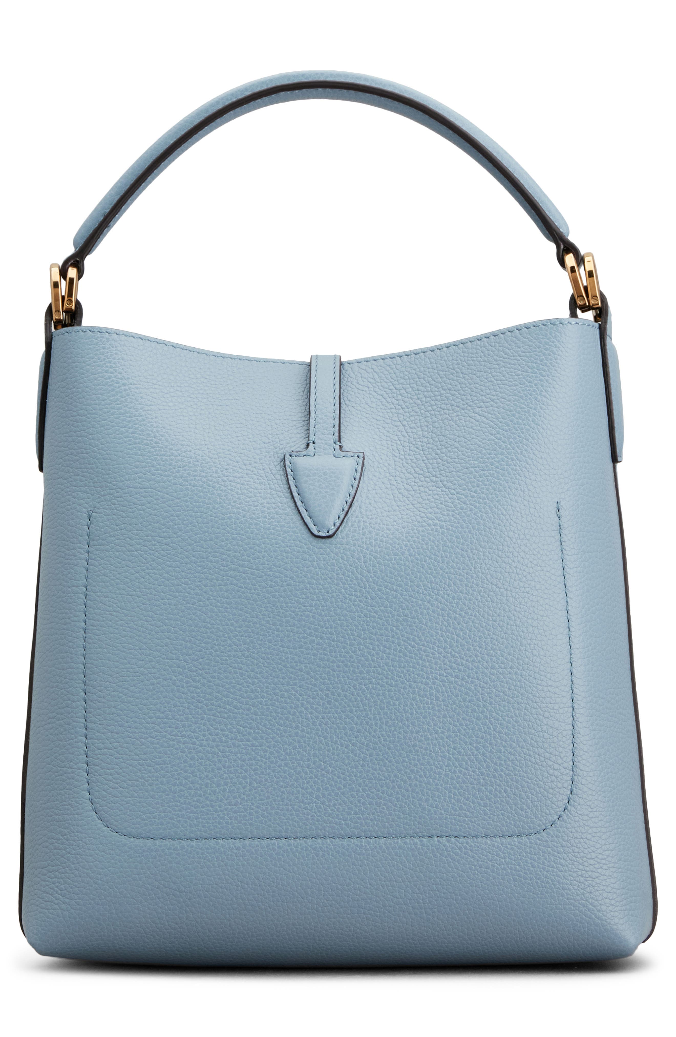 Tod's T Timeless Leather Bucket Bag, Alternate, color, Carta Zucc. Chiaro